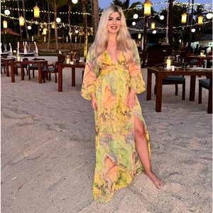 Yellow cutout maxi dress